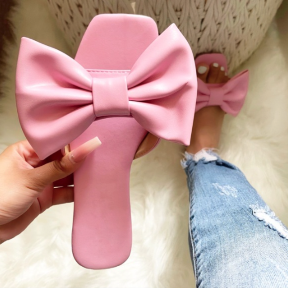 Bow Detail Slide Sandals
